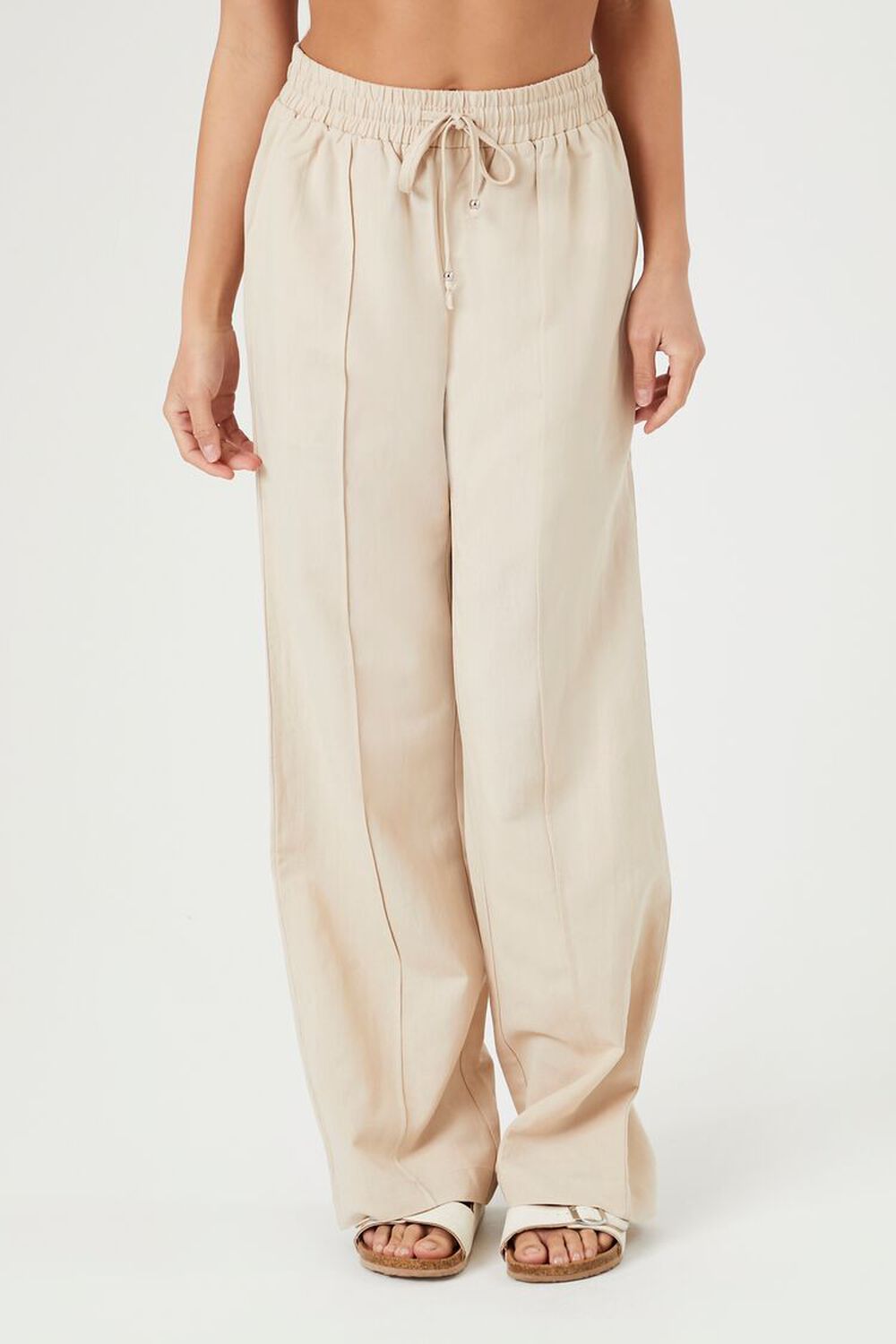 Drawstring Wide-Leg Trouser Pants